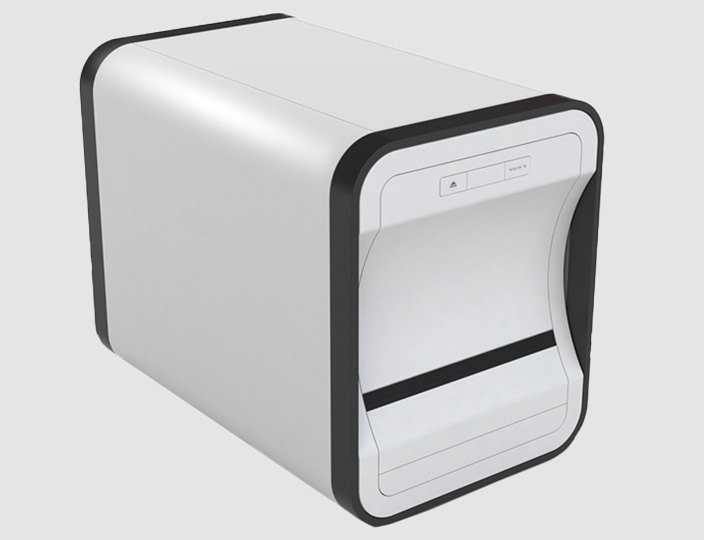 A white and black desktop instrument for rapid, automatic digital imaging of multiple microscope sample slides.