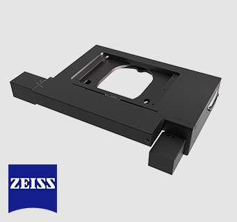 H100A compact motorized microscope stage compatible with Zeiss microscopes.