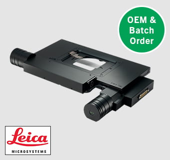 H101A stepper motor XY stage for upright microscopes with Leica logoand OEM/batch order flash.
