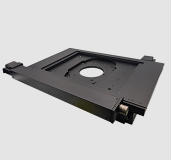 H116 heavy load 8-inch travel motorized XY stage for upright industrial microscopes.