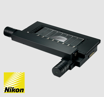 H138A motorized XY stage with 8 slide capacity for Nikon upright microscopes.