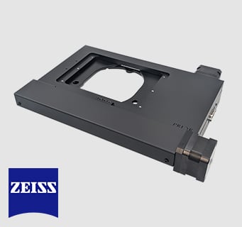 OptiScan ES111 stepper motor XY stage for upright microscopes with the Zeiss logo.