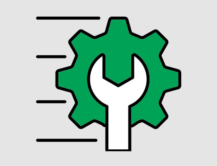 Green and white icon indicating software downloads.